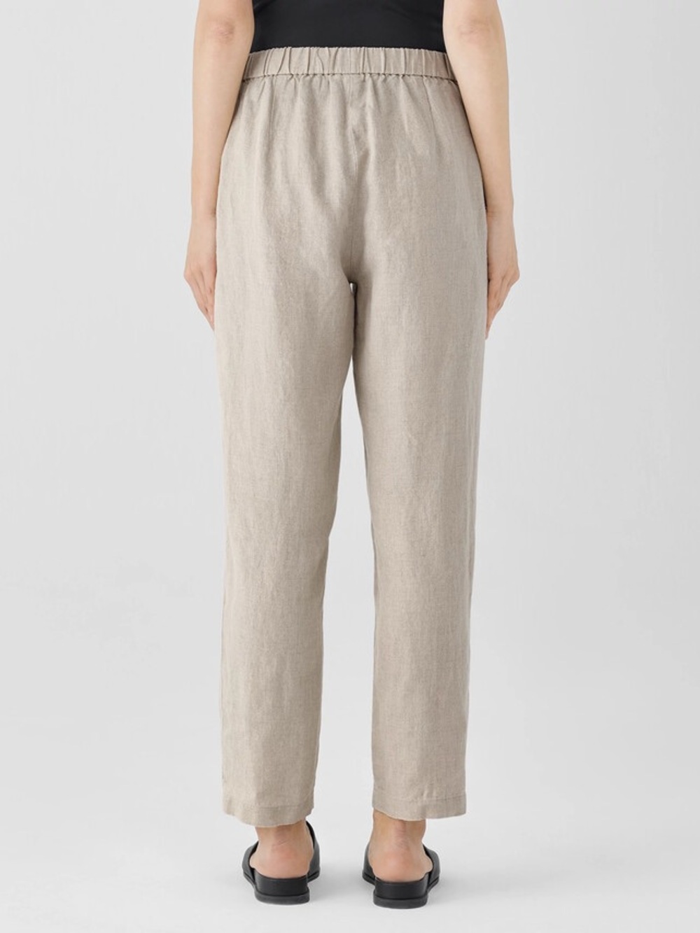 Eileen Fisher Organic Linen Pull On Tapered Pants PETITE Medium Natural Summer - Picture 2 of 14